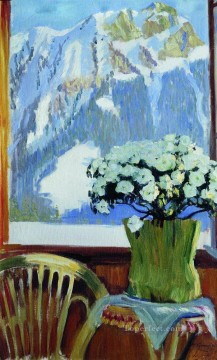 ボリス・ミハイロヴィチ・クストーディエフ Painting - バルコニーの花 1912年 ボリス・ミハイロヴィチ・クストーディエフ
